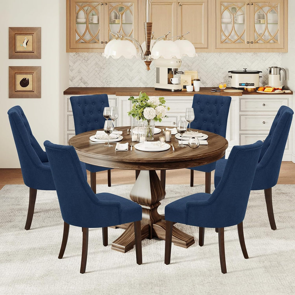 COLAMY Wingback Upholstered Side Dining Room Chairs Set of 4, Fabric Dining C...