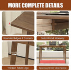 Solid Wood Desk with Drawers - 48 Inch Mid Century Modern Desk, Vintage Desks with 2 Hooks, Simple Writing Study Table, Mid Century Desks for Bedroom, Living Room & Office, Walnut Color