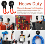 ULIBERMAGNET Garage Strong Magnetic Hooks, 4 Pack Heavy Duty Large J Hooks with Magnet, Anti-Slip Coating Magnet Hooks for Garden Tools, Ropes,Drill,Magnetic Double Hooks for Metal Cabinet,Pegboard