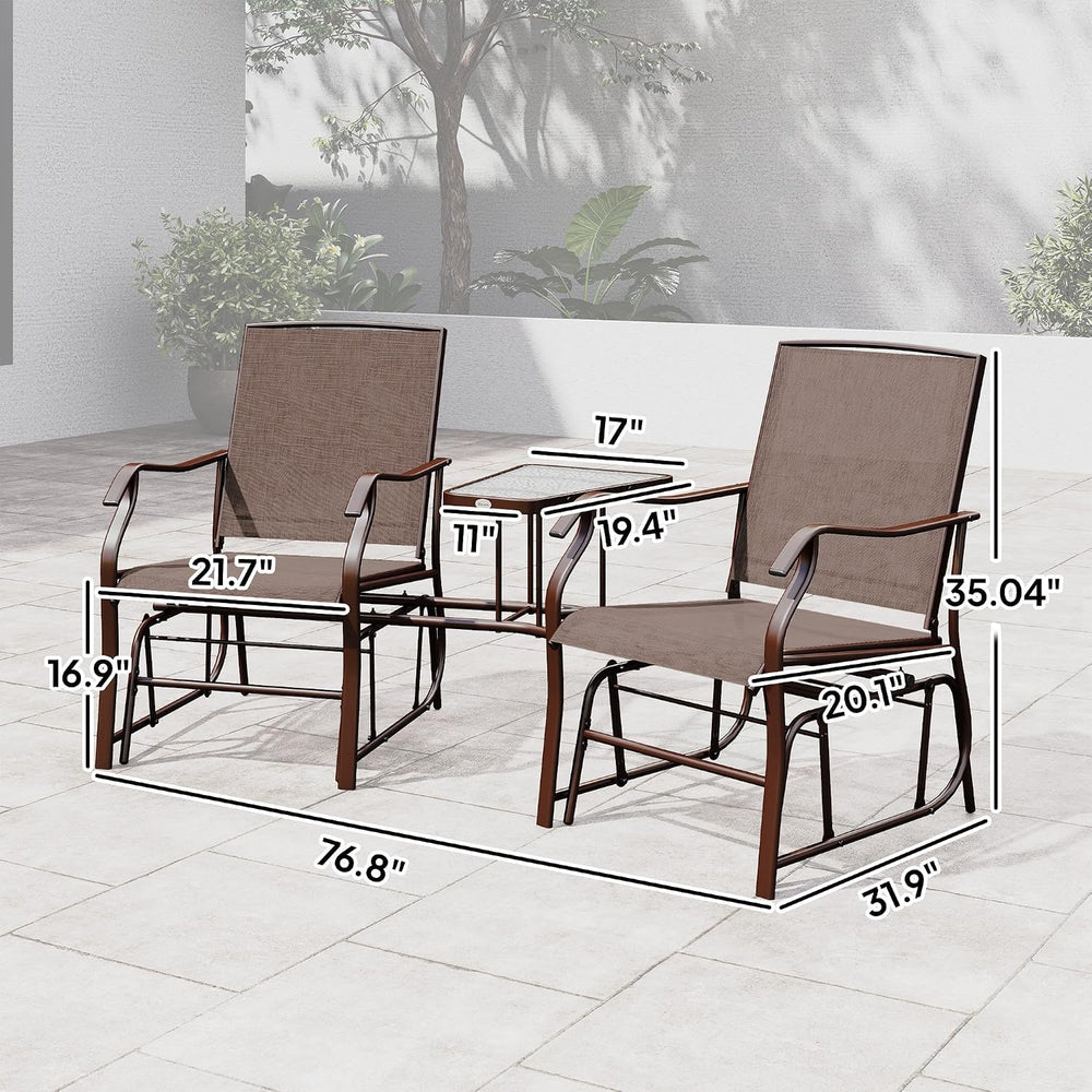 Outsunny Outdoor Glider Chair with Table 2-Seat Patio Loveseat Coffee Brown |...
