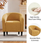 Yaheetech Accent Barrel Chair, Boucle Fabric Club Chair, Furry Sherpa Elegant and Cozy, Soft Padded Armchair for Living Room Bedroom Reception Room Office, Mustard Yellow