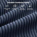 Vesgantti 97" Modular Sectional Sofa Drak Blue, Sectional Couch with Movable Ottoman, Comfy Corduroy Couch with Spring Cushion, Modular Sofa with Deep Seat for Living Room, Bedroom and Apartment