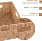 OIAHOMY Wicker Basket, Paper Shelf Basket with Built-in Handles, Rectangular Wicker Storage Bin for Pantry, Shelves, 1 Pack-Yellow