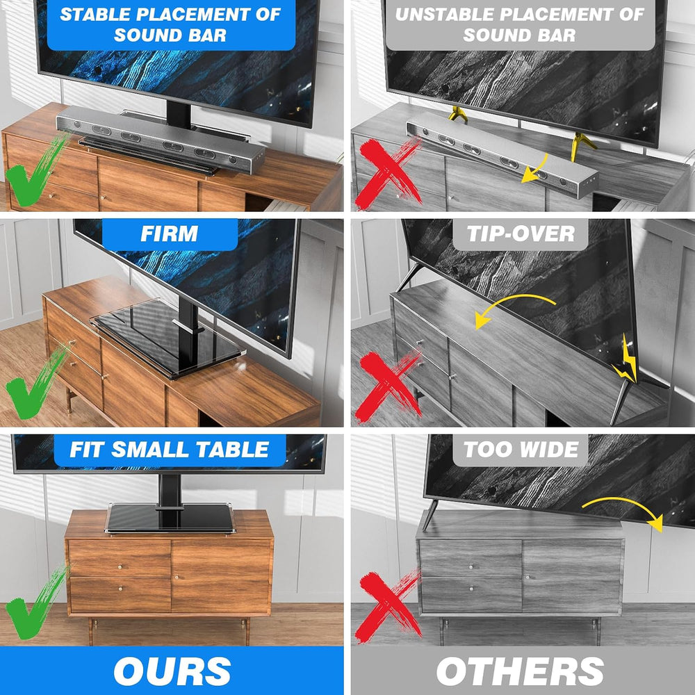 Rfiver Universal TV Stand for 27-60 inch TVs, Holds up to 88 Lbs | Tempered G...