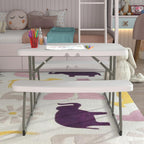 EMMA + OLIVER 4.93' Kids Folding Activity Table for Classrooms and Home, Heavy-Duty Rectangular Plastic Classroom Table for Kids, White