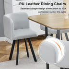 Hommoo 7-Piece Dining Table & Chairs Set for 6, 59” Rectangular Kitchen Table with 6 Chairs PU Leather Upholstered, Space-Saving Dining Room Table with Metal Frame Black Wood Table and Grey Chair