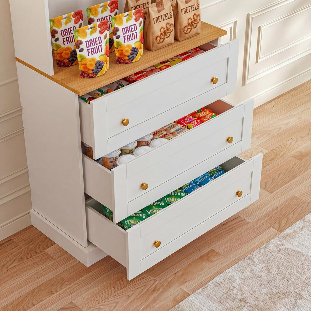Vyre 71" Farmhouse Kitchen Pantry Cabinet, White Freestanding Coffee Bar...