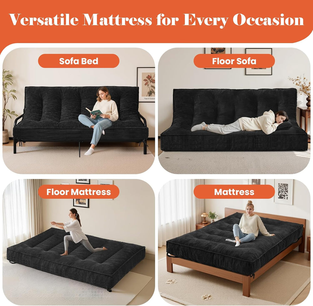 8" Futon Mattress Full Size, Futons Sofa Bed Sleeper Couch Bed, Roll Up ...