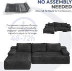 Yaheetech 110" Sectional Sofa Boneless Couch with Chaise, Dark Gray | Sectional Sofa Cloud Couch Corduroy Modular L-Shape Couch No Assembly Sofa with Detachable Pillow for Living Room Guest Room