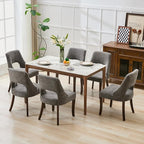 UVV Wooden Dining Chairs Set of 6, Mid Century Upholstered Dining Room Chair Kitchen Chairs, Chenille Dinner Chair with Solid Wood Legs for Kitchen Dining Room, Dark Grey