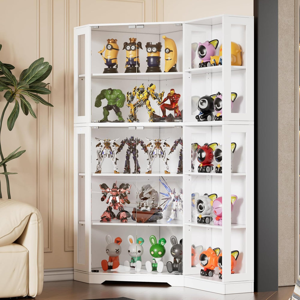 PAKASEPT Corner Display Curio Cabinet with Glass Doors, Glass Display Case wi...