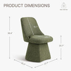 Swivel Dining Chairs Set of 1, Upholstered Mid Century Modern Deskchair with High Back, Linen Fabric Kitchen Chairs for Dining Room, Bedroom, Dressing Room, Green