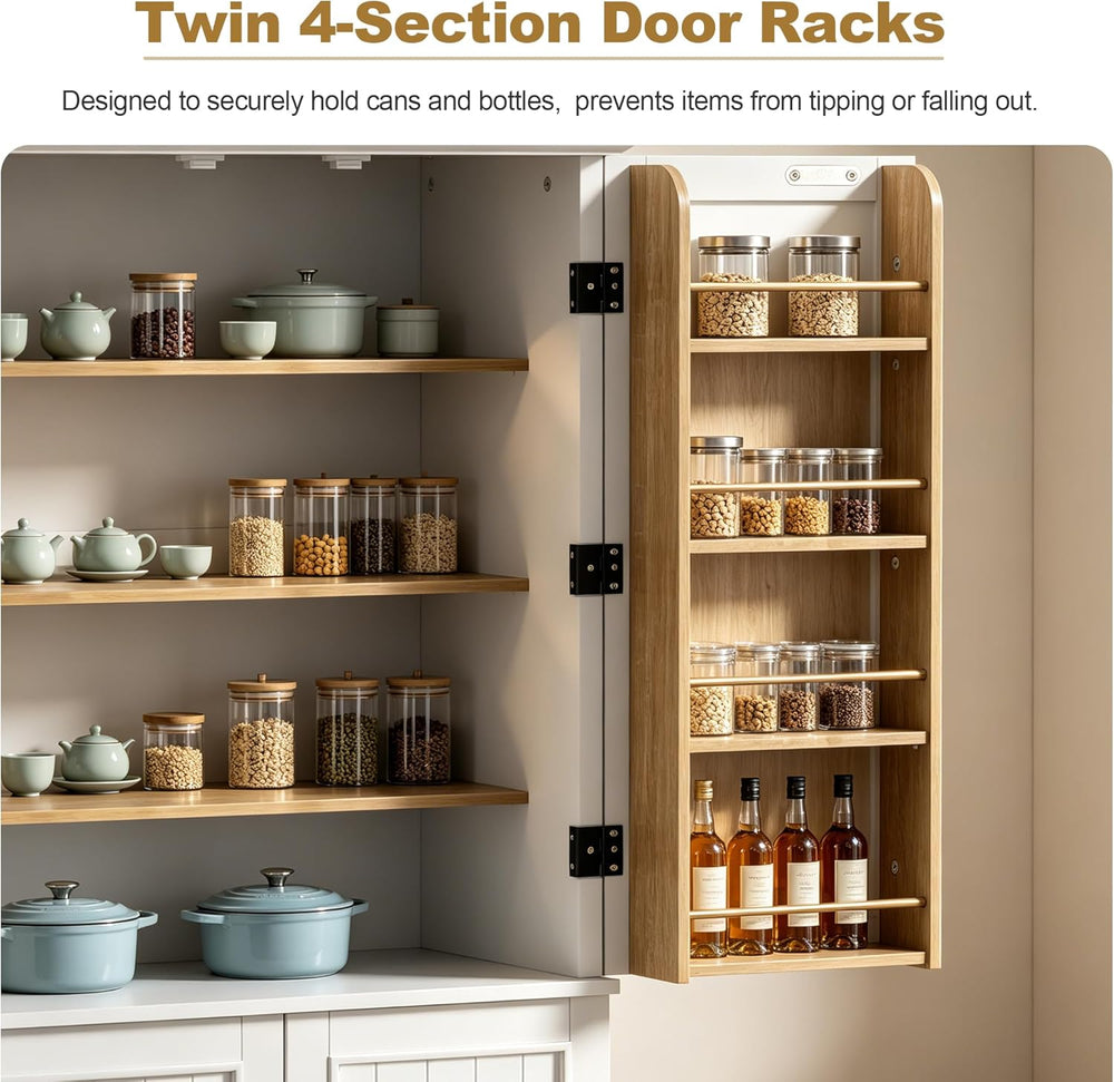 Scurrty Kitchen Pantry Cabinet, 69'' Pantry Storage Cabinet with 4 Do...