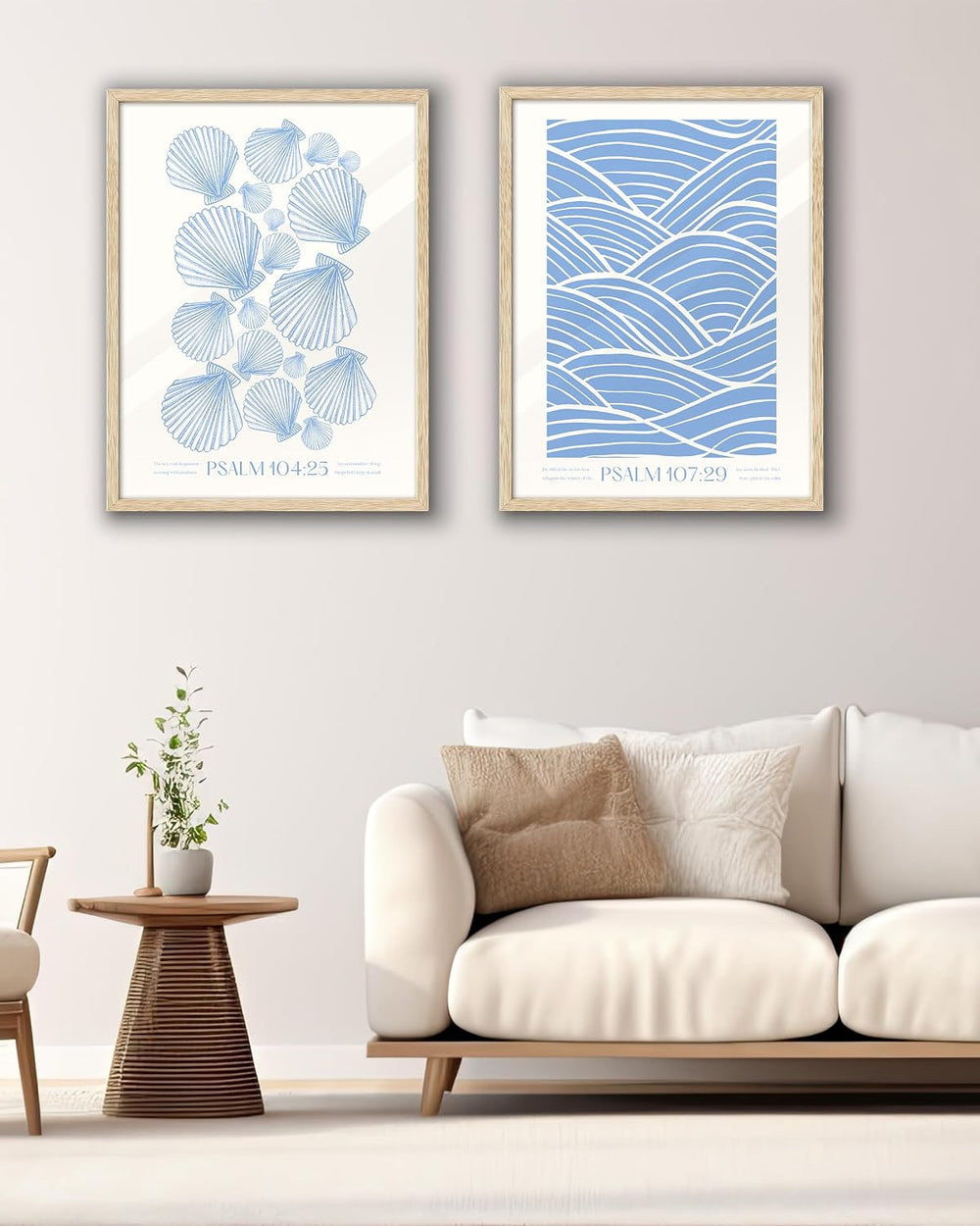 EcoHest 12x16 in Psalm 107:29 Ocean Waves Christian Framed Wall Art