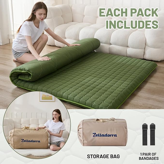 Japanese Floor Mattress Full, Anti-Slip Japanese Futon Foldable Tatami Mat fo...
