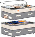 Dolicer 2 Pack Under Bed Storage with Wheels, 6in-10in Height Adjustable Underbed Storage Containers, 92L XXXL Under Bed Drawers Rolling Bin with Clear Lids for Dorm Shoes Clothes Organizers(Grey)