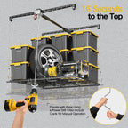 Garage Ceiling Storage Rack, 4x4 Ft Adjustable Overhead Garage Storage Rack Lift, Heavy-Duty Ceiling Mounted Storage Lift System for Garage Organization, 250lbs Weight Capacity
