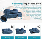 Recliner Sofa Set Couches for Living Room Chair Fluffy Fabric Living Room Furniture Sets, Adjusted Loveseat Loveseat Reclining Couch Furniture Sofa Set for Theater Seating, 3seater, Light Blue