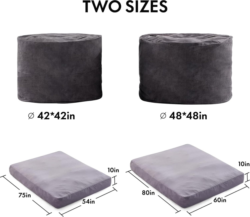 Giant Bean Bag Chair Bed for Adults, Convertible Beanbag Chairs to Floor Matt...