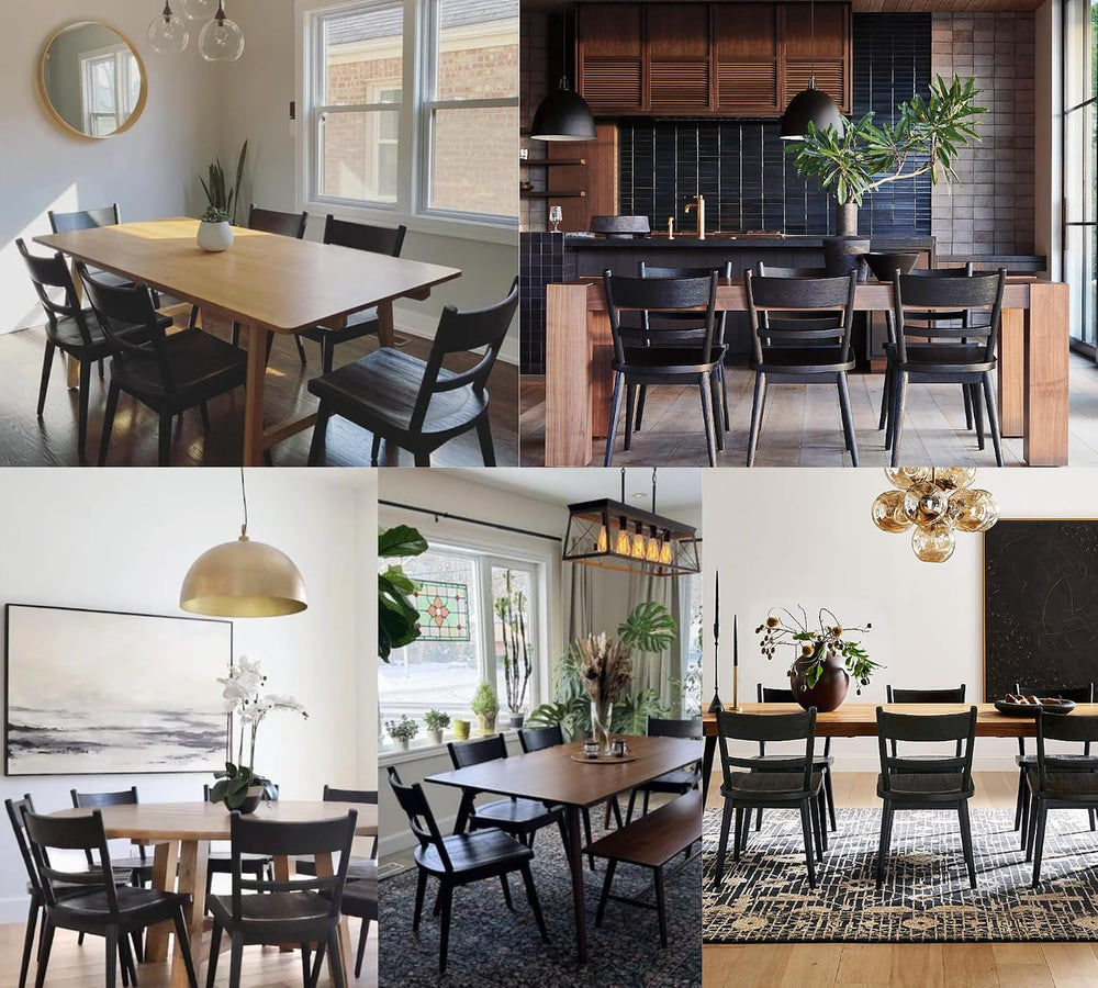 CIMOTA Black Dining Chairs Set of 4, Farmhouse Wood Dining Chairs Ladder Back...