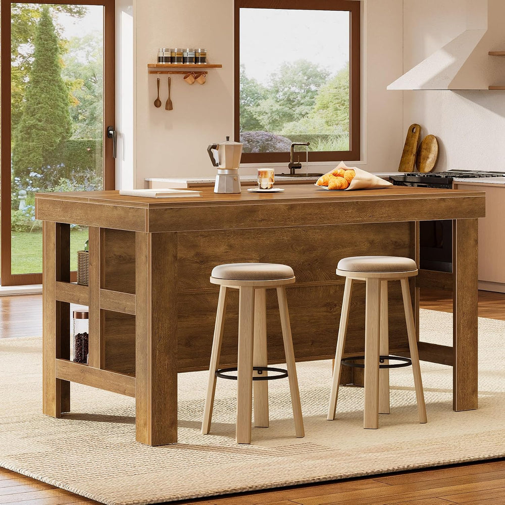 Tribesigns Kitchen Island with Storage and Seating, Farmhouse Large Stationar...