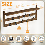 AMBIRD Coat Rack Wall Mount with Shelf, 29" Coat Hooks Wall Mounted with 9 Metal Hooks for Entryway, Bathroom, Bedroom, Living Room, Kitchen, 2 Tier Wall Hooks for Clothes, Hat, Towel, Key, Purse