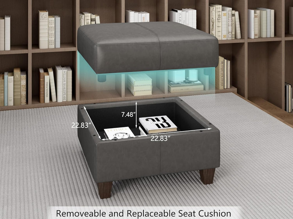 EASE MOOSE Faux Leather Modualr Sectional Couch with Storage,Gray Faux Leather Sectional Sofa Modular Couch