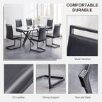 AZmac Modern Leather Dining Chairs Set of 6,Armless Kitchen Chairs,Dining Room Chairs with Upholstered Padded Seat and Sturdy Black Legs for Dining Room,Kitchen (Set of 6, Black-Black Leg)