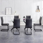 AZmac Modern Leather Dining Chairs Set of 6,Armless Kitchen Chairs,Dining Room Chairs with Upholstered Padded Seat and Sturdy Black Legs for Dining Room,Kitchen (Set of 6, Black-Black Leg)