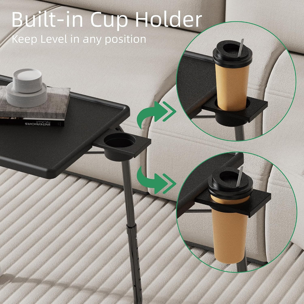 Adjustable TV Tray Table for Breakfast & Dinner - Black Folding Couch Des...