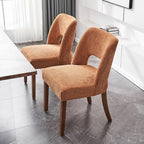 VKNOW Wooden Dining Chairs Set of 2, Modern Fabric Upholstered Dining Room Chair Kitchen Chairs, Farmhouse Dinner Chair for Kitchen Dining Room, Orange