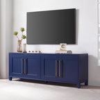 Henn&Hart TV Stand for TVs up to 75" with 2 Concealed Storage Cabinets with an Adjustable Shelf for Living Room, Family Room, or Office, Navy