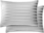Queen Pillowcases by Pure Bamboo, Genuine 100% Organic Viscose Derived from Bamboo, Luxuriously Soft & Cooling, Double Stitching, Envelope Closure (2 Queen Pillowcases, Jacquard Silver)
