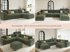 EASE MOOSE Sectional Modular Sofa,Comfty Oversized L Shape Sectional Couch Wide Deep Seat Modular Cloud Couch with Ottoman,Green