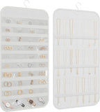 Hanging Jewelry Organizer Storage, 40 Pockets 36 Hooks Necklace Earring Necklace Bracelet Ring Organizer, Double - Sided Design, White