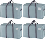 VENO 4 Pack Moving Bags and Large Christmas Storage Bins with lids. Alternative to Moving Boxes, Packing Supplies for College. Extra Large Heavy Duty Totes for Packaging (Light Blue Matte, 4 Pack)