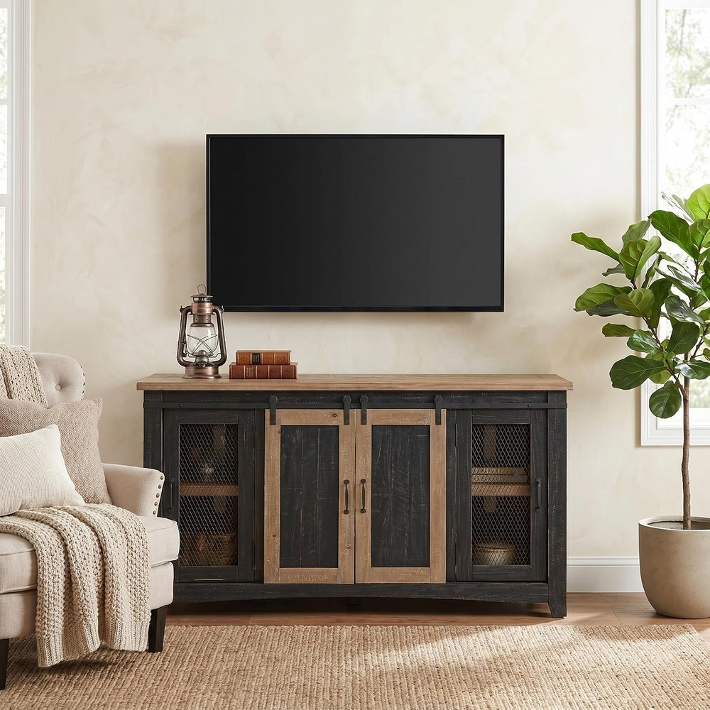 Martin Svensson Home Rustic 65" Wood Entertainment Center Black & Dr...