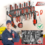 2Pcs Metal Screwdriver Organizer, Wall Mount Plier Organizer Hammer Holder, Hand Tool Storage Rack for Garage Workshop Workbench (Black, 2PCS)