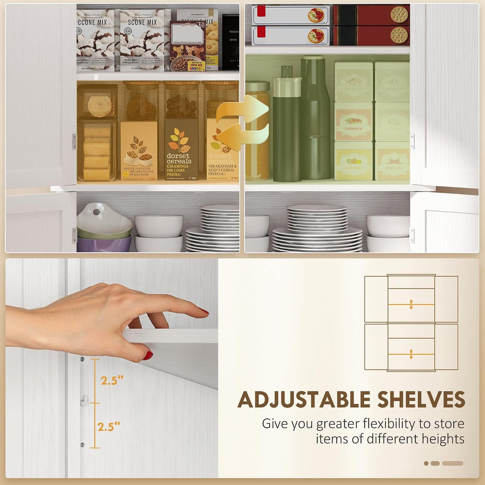 HOMCOM 72.5" Tall Kitchen Pantry Cabinet, Freestanding Modern Farmhouse ...