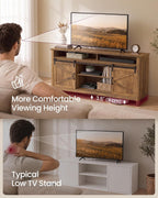 VASAGLE Tall Farmhouse TV Stand, Entertainment Center with Barn Doors, Storage Media Console Cabinet for Living Room, Bedroom, 58.3 x 15.7 x 31.9 Inch, Honey Brown, LIRY Collection ULTV031K101S