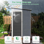 4x8 FT Plastic Storage Sheds Outdoor with Floor and Openable Window, Lean to Resin Shed Easy to Install, Compact Sheds & Outdoor Storage/Tool Shed for Garden & Backyard, Gray