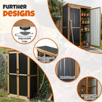Outdoor Storage Cabinet with Shelves, Wood & Metal Storage Shed with Weatherproof Roof, 3 Removable Shelves, Lockable Doors, Adjustable Feet, Outside Storage Cabinet for Garage, Patio, Backyard