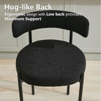 Boucle Dining Chairs Set of 4, Mid Century Modern Dining Room Chairs with Barrel Backrest, Upholstered Black Kitchen Chairs for Dining Room, Restaurant