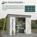 8x4 FT Outdoor Storage Metal Shed with Air Vents Sloping Roof Double Lockable Doors Waterproof Tool Galvanized Ideal for Backyard Patio Lawn Gray Shed Storage