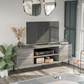 JUMMICO TV Stand for 65 Inch TV, Mid Century Modern TV Stand, Entertainment Center with Storage Cabinet and Open Shelves, TV Console Table Media Cabinet for Living Room, and Bedroom (Gray)