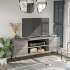JUMMICO TV Stand for 65 Inch TV, Mid Century Modern TV Stand, Entertainment Center with Storage Cabinet and Open Shelves, TV Console Table Media Cabinet for Living Room, and Bedroom (Gray)