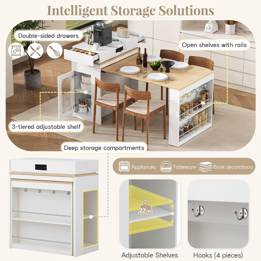 Extendable Dining Table with Storage, Transformer Console Table for 1-4 Peopl...