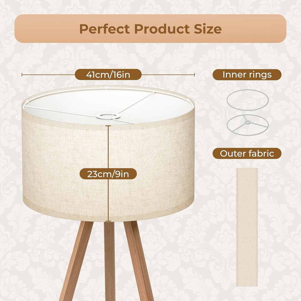 Large Drum Lamp Shades Set of 2, 16" Top×16" Bottom×9" High, B...