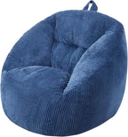 VEVOR Bean Bag Chair, 3 feet Bean Bag Chair with Soft Armrests and Storage Pocket, 25D Memory Foam Filled with Soft Teddy Velvet Cover, Bean Bag for Bedroom or Playroom, Blue