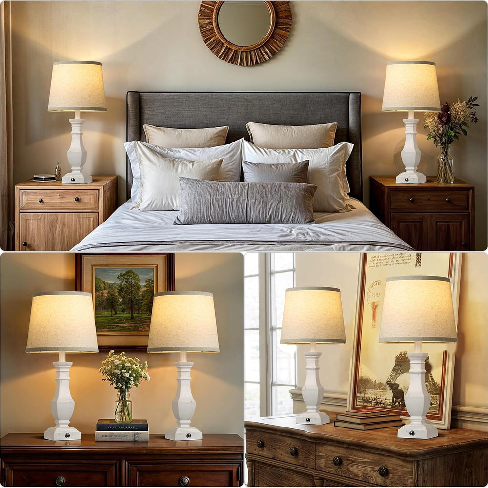 ROTTOGOON Dimmable Table Lamps Set of 2, Rustic Farmhouse Table Lamps for Liv...